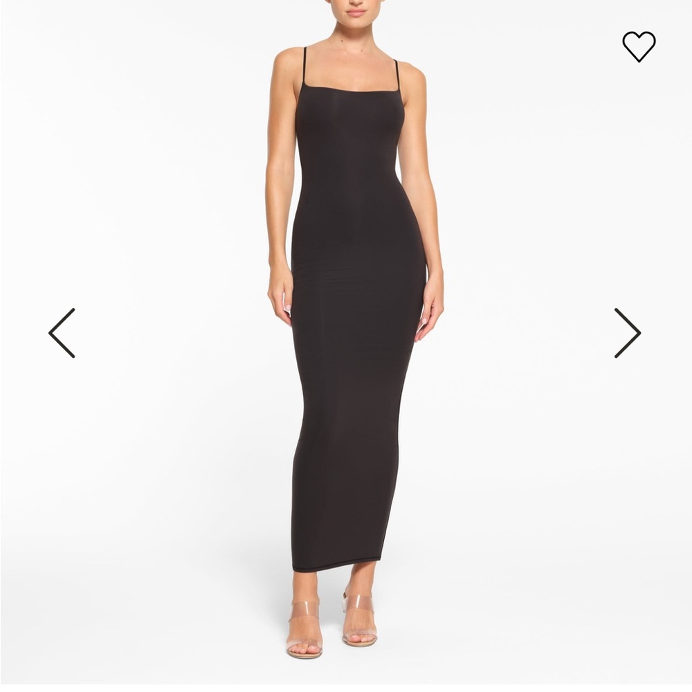 Skims Fits Everybody Long Slip Dress Onyx, size small